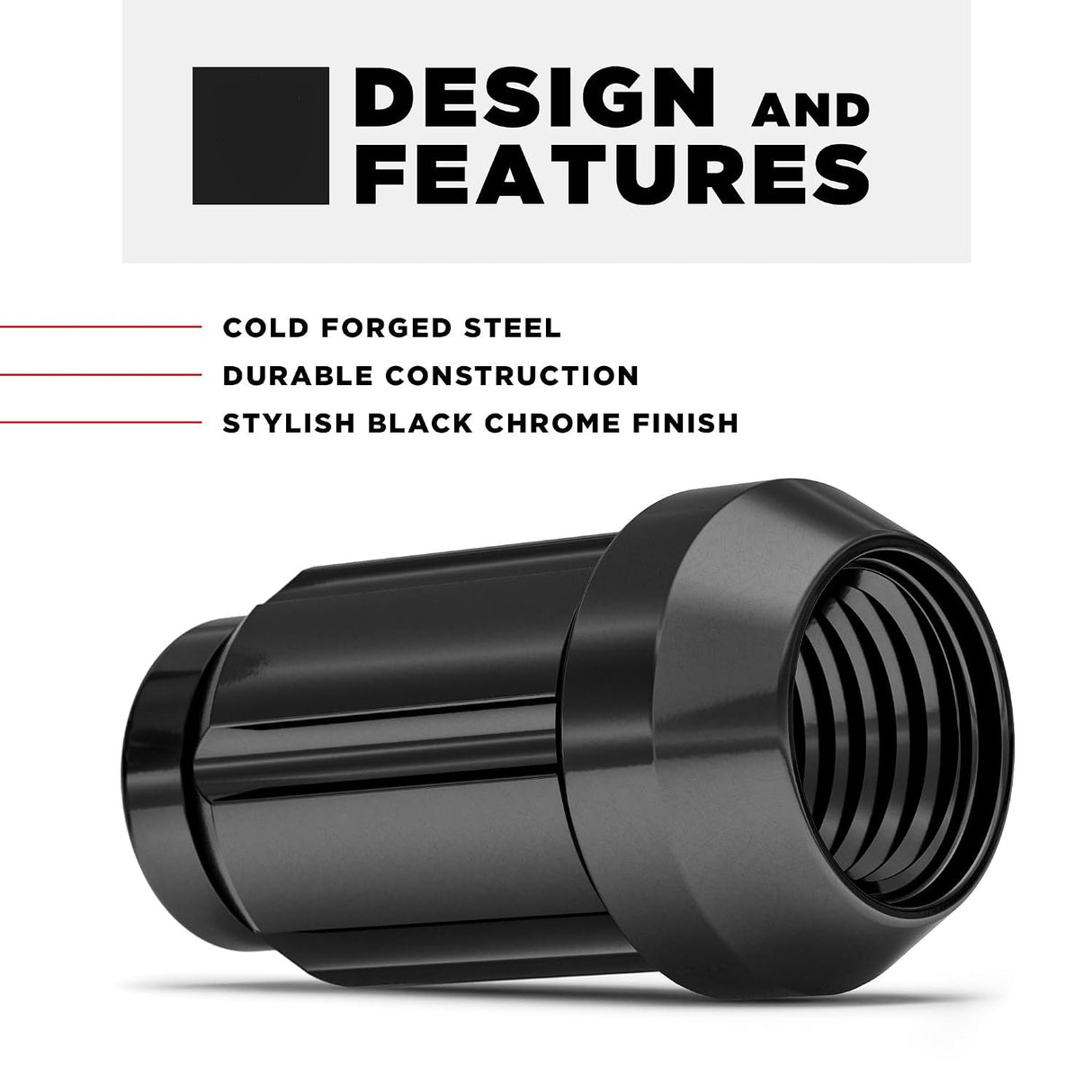 23 Matte Black Jeep Lug Nuts | 6 Spline Tuner | 1/2"-20 | Closed End |+Key 5X5