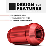 20 Red Mustang Lug Nuts | Racing 6 Spline Lugs | 1/2"-20 | +2 Keys |