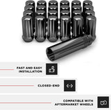 32 Black Spline Lug Nuts 14X1.5 + 2 Keys | Fits 8 Lug Chevy Gmc & New Ram Wheels