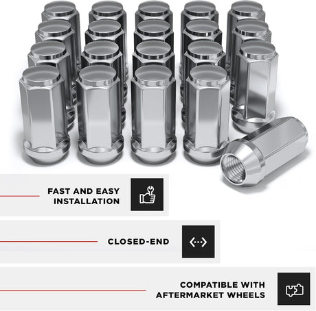 20x Tall Bulge Acorn Lug Nuts 1.9" Inch | 1/2"-20 | Closed End | 5X4.5 | 5X114.3 - SET Group USA