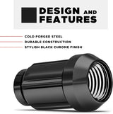 20 Black Mustang Lug Nuts | Racing 6 Spline Lugs | 1/2"-20 | +2 Keys | 5X4.5