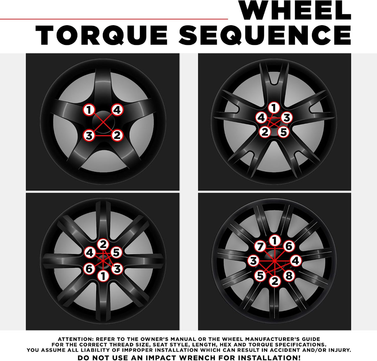 32 Black Spline Lug Nuts + Key | 9/16Ths | Dodge Chevy Ford F-250 F-350, 2" Tall
