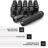 20 Matte Black Mustang Lug Nuts | 6 Spline Tuner | 1/2"-20 | + Key |