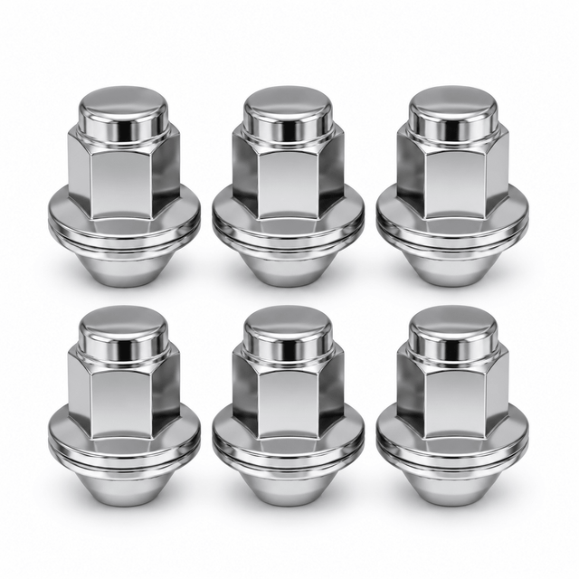 14x1.5 OEM Toyota / Lexus Style Mag Lug Nuts For Tacoma, Tundra, Land Cruiser, Sequoia, LX, GX Chrome Wheel Lugs With Attached Washer 14mm x 1.5 - SET Group USA