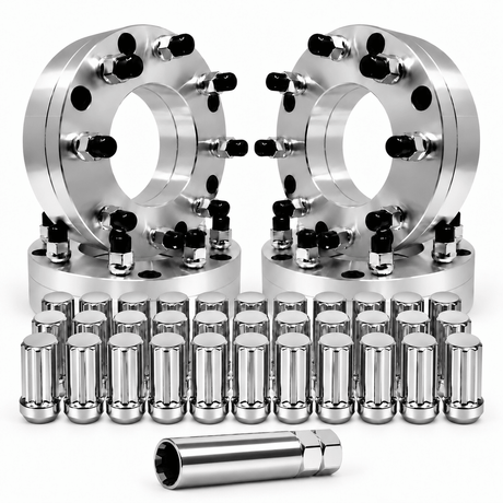 Chevy GMC 6x5.5 To 8x6.5 Wheel Adapters 2 Inch +32 Free Spline Lugs 14x1.5 Studs 108mm Bore For All Hub Clearance Silverado, Sierra, Tahoe, Yukon, Suburban, Escalade, Colorado, Canyon, Avalanche, Yukon XL, Blazer, Astro, Safari, K1500, K2500 - SET Group USA