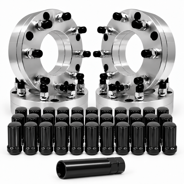 Toyota 6x5.5 To 8x6.5 Wheel Adapters 2 Inch 50mm 14x1.5 Studs & 32 free black spline Lugs 108mm Bore For All Toyota Truck Clearance Tacoma, 4Runner, Tundra, Pickup, Sequoia, Land Cruiser, FJ Cruiser, T100