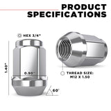 23 Jeep Lug Nuts | Bulge Acorn Lugs | 1/2-20 | Closed End | 5X5 | 5X4.5 | 5X5.5
