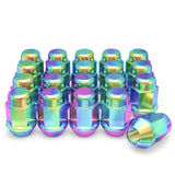 16 Neo Chrome Racing Lug Nuts 12X1.5 | Bulge Acorn Lugs | Fits Most Honda Acura
