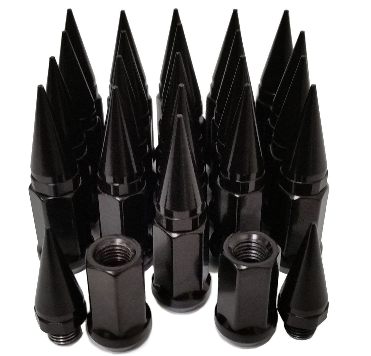 20 BLACK SPIKED EXTENDED LUG NUTS 1/2-20 SPIKE LUG NUTS - Set Group USA - 2