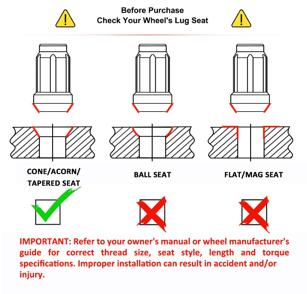 24 Black Lug Nuts Fits All 6 Lug Chevy And Gmc 14X1.5 Trucks | 6X5.5 | 6X139.7