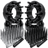 4x Hub & Wheel Centric Spacers 8x170 Ford F-250 F-350 Super Duty & Excursion 1999–2002 Non-Dually, 2" (50mm), M14x2.0 Studs & Nuts, 124.9mm Bore & Lip, Forged 6061-T6 Anodized Aluminum, 32x Free Black or Chrome Spline Spike Lug Nuts - SET Group USA