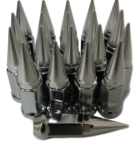 20 SPIKED EXTENDED LUG NUTS 1/2-20 SPIKE LUG NUTS (BLACK OR SILVER) - Set Group USA - 1