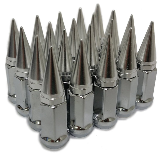 20 SILVER SPIKED EXTENDED LUG NUTS 12x1.5 SPIKE LUG NUTS - Set Group USA - 1