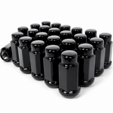 32 Black Bulge Acorn Lug Nuts 1.9" Tall | 9/16"-18 | Dodge, Chevy, Ford F-250, F-350, RAM,