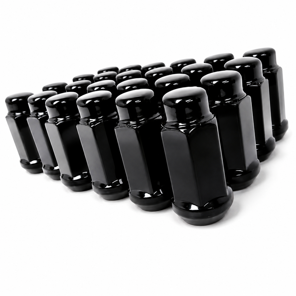 32 Black Bulge Acorn Lug Nuts 1.9" Tall | 9/16"-18 | Dodge, Chevy, Ford F-250, F-350, RAM,