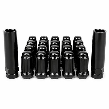 32x Dodge Ram 6 Spline Gorilla Style Lug Nuts 2500 3500 14x1.5 Black With 2 Keys - SET Group USA