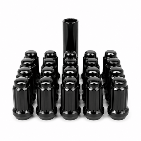 32x Dodge Ram 6 Spline Gorilla Style Lug Nuts 2500 3500 14x1.5 Black With 2 Keys - SET Group USA