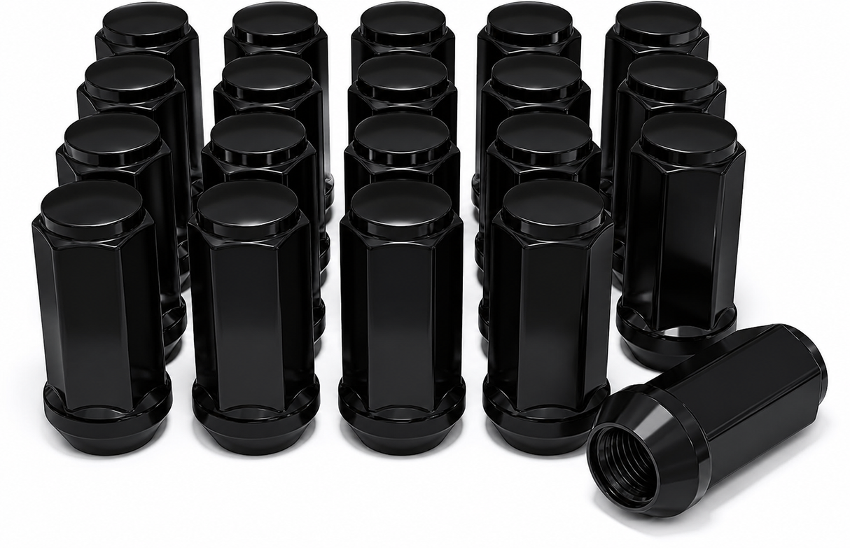 32 Black Truck Lug Nuts | 14X1.5 | 8X6.5 | Chevy Gmc | Silverado Hummer | 6X5.5