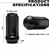 32 Black Truck Lug Nuts | 14X1.5 | 8X6.5 | Chevy Gmc | Silverado Hummer | 6X5.5