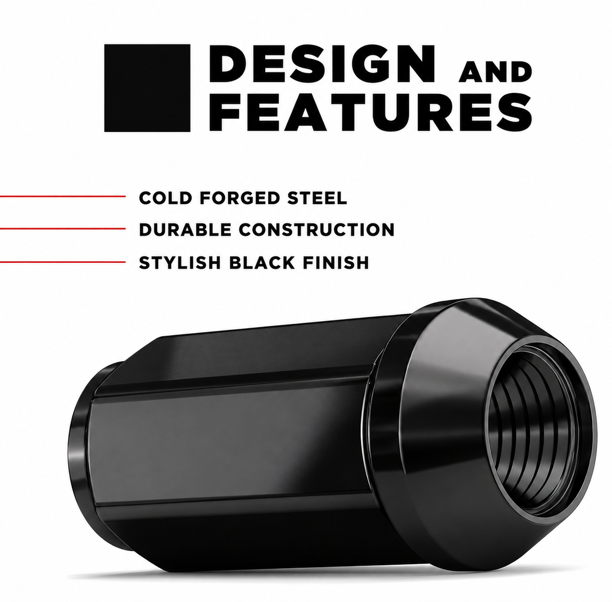 32 Black Truck Lug Nuts | 14X1.5 | 8X6.5 | Chevy Gmc | Silverado Hummer | 6X5.5