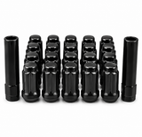 20 Black Spline Lug Nuts + Key | 9/16 | Dodge | Chrysler | Mitsubishi | 2" Tall