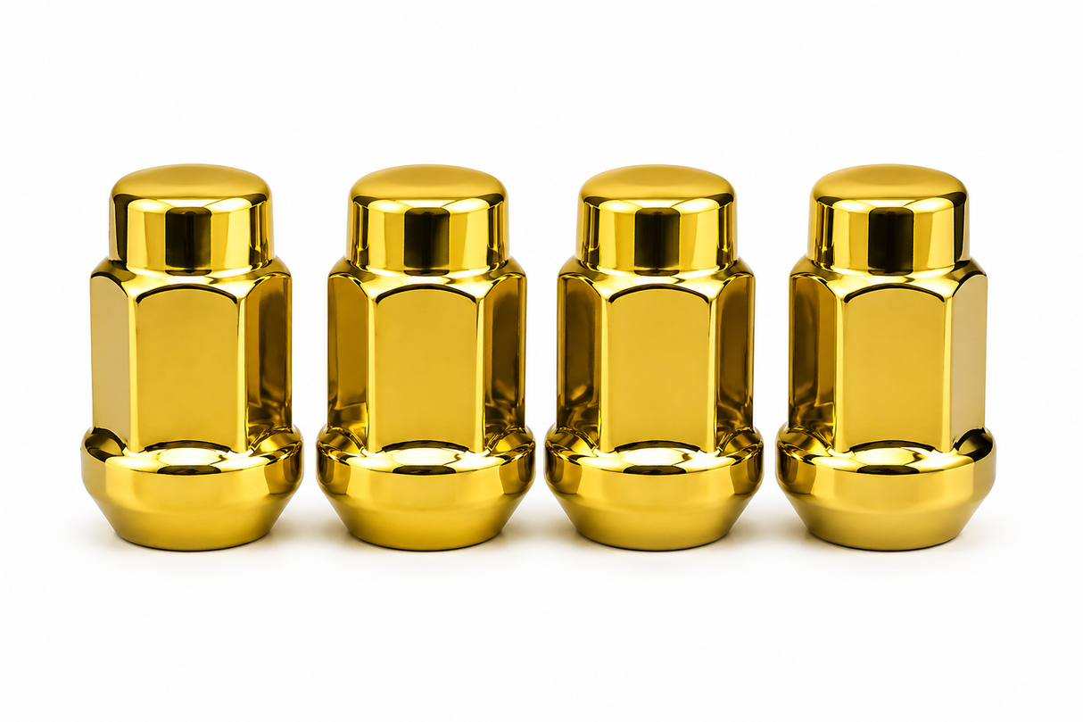 23 Jeep Gold Lug Nuts | 1/2-20 | Closed End 5X5, 5X4.5, 5X5.5 Bulge Acorn Lugs