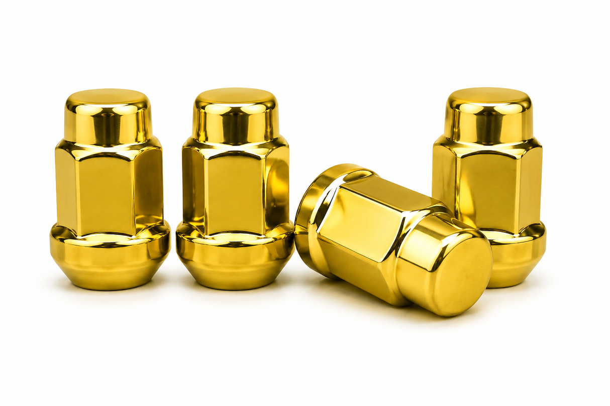 23 Jeep Gold Lug Nuts | 1/2-20 | Closed End 5X5, 5X4.5, 5X5.5 Bulge Acorn Lugs
