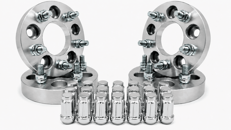 4x 5x100 To 5x114.3 Conversion Kit Fr-S Brz Wrx Includes 20x Chrome Lugnuts + Spline Key | 1 Inch (25mm) | 12x1.5 Lugs And Studs | - SET Group USA