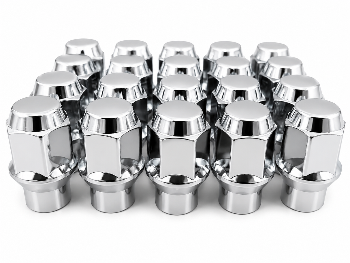 20 LUG NUTS ET CHROME BULGE ACORN 12X1.5 | FITS MOST HONDA ACURA TOYOTA AFTERMARKET RIMS / WHEELS