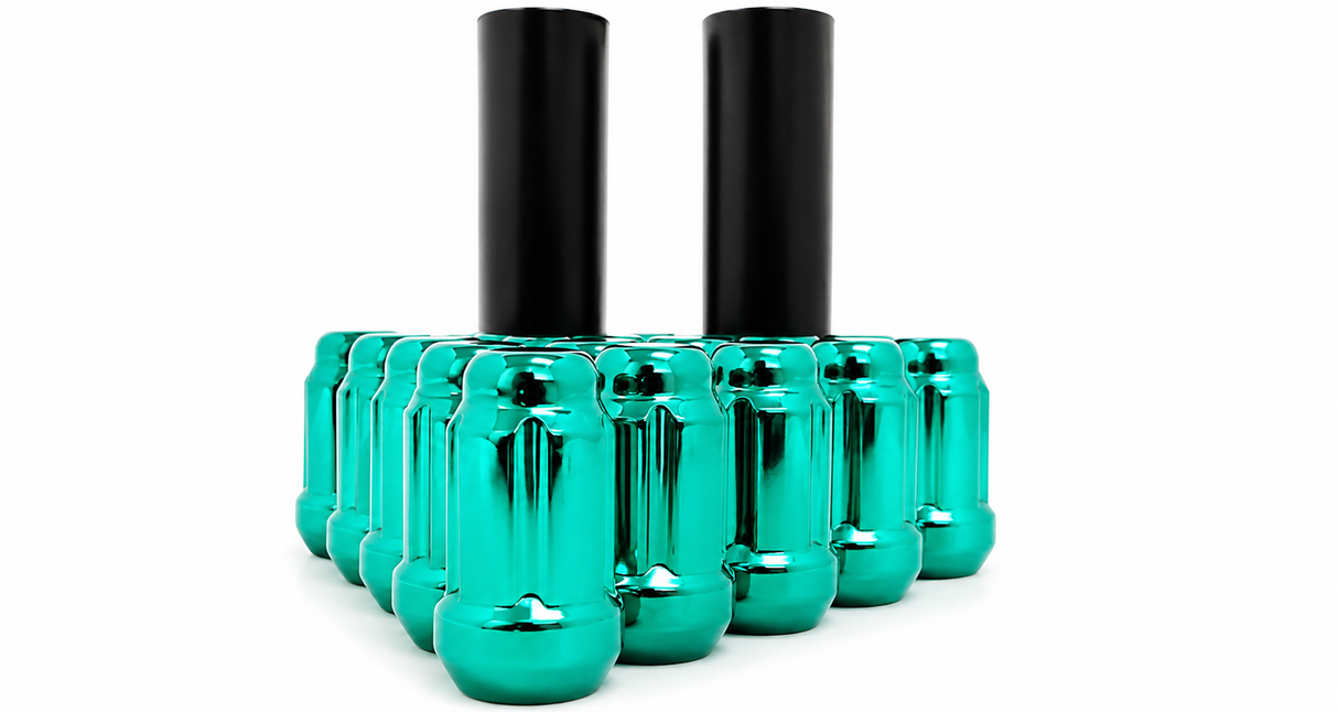 20 Green Spline Tuner Racing Lug Nuts + 1 Key | 12X1.5 | Fits Honda Acura Toyota