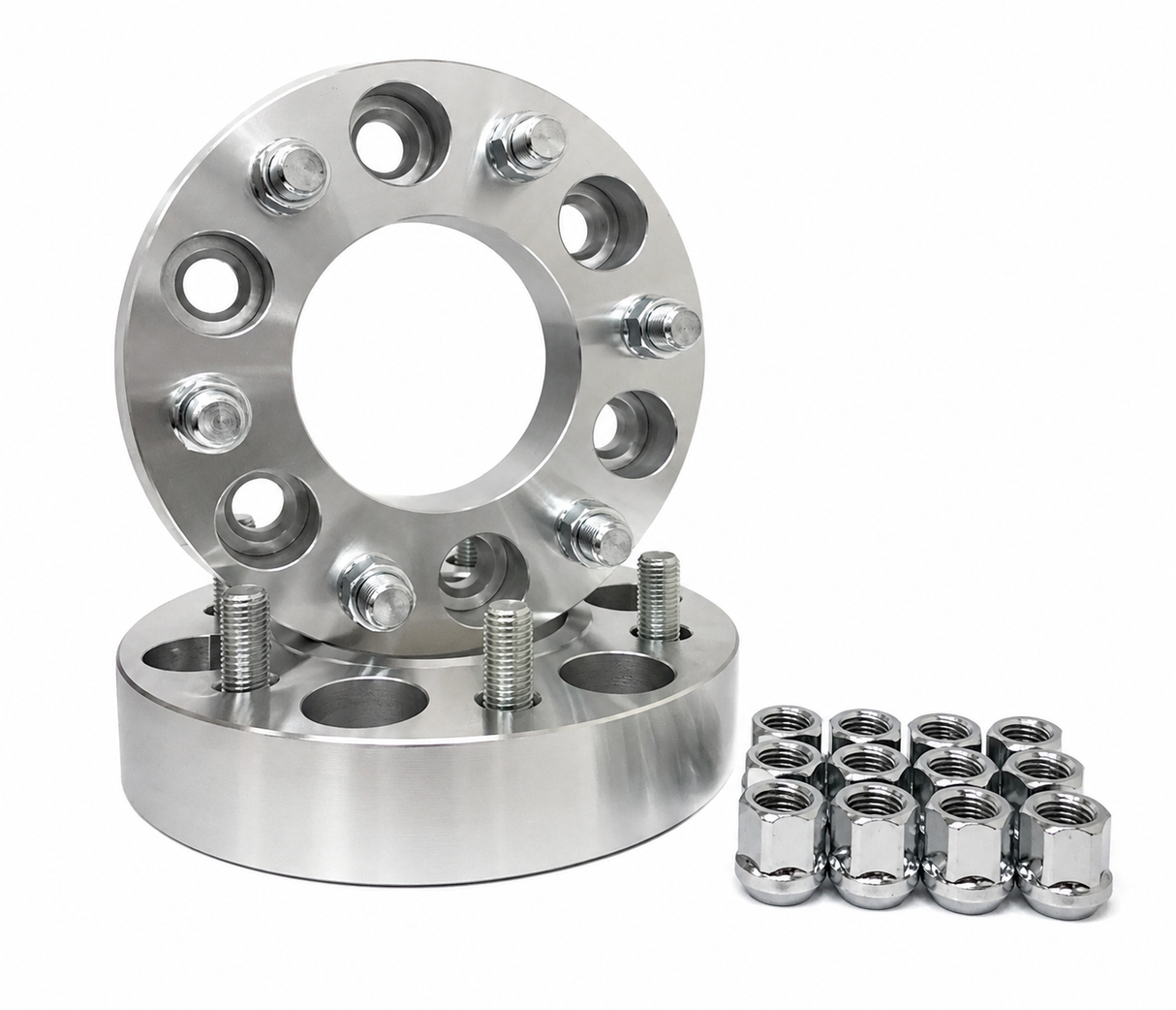 4 Wheel Spacers 6X135 1.5 Inch Ford F150 Expedition Raptor +24 Black Spline Lugs