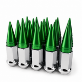 20 CHROME GREEN SPIKED EXTENDED LUG NUTS 1/2-20 SPIKE LUG NUTS