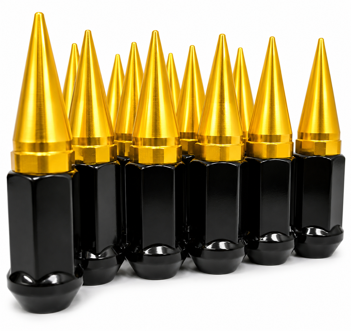 20 GOLD / BLACK SPIKED EXTENDED LUG NUTS 14x1.5 OFFROAD SPIKE LUG NUTS