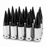 32 CHROME BLACK SPIKED EXTENDED LUG NUTS 14x1.5 OFFROAD SPIKE LUG NUTS