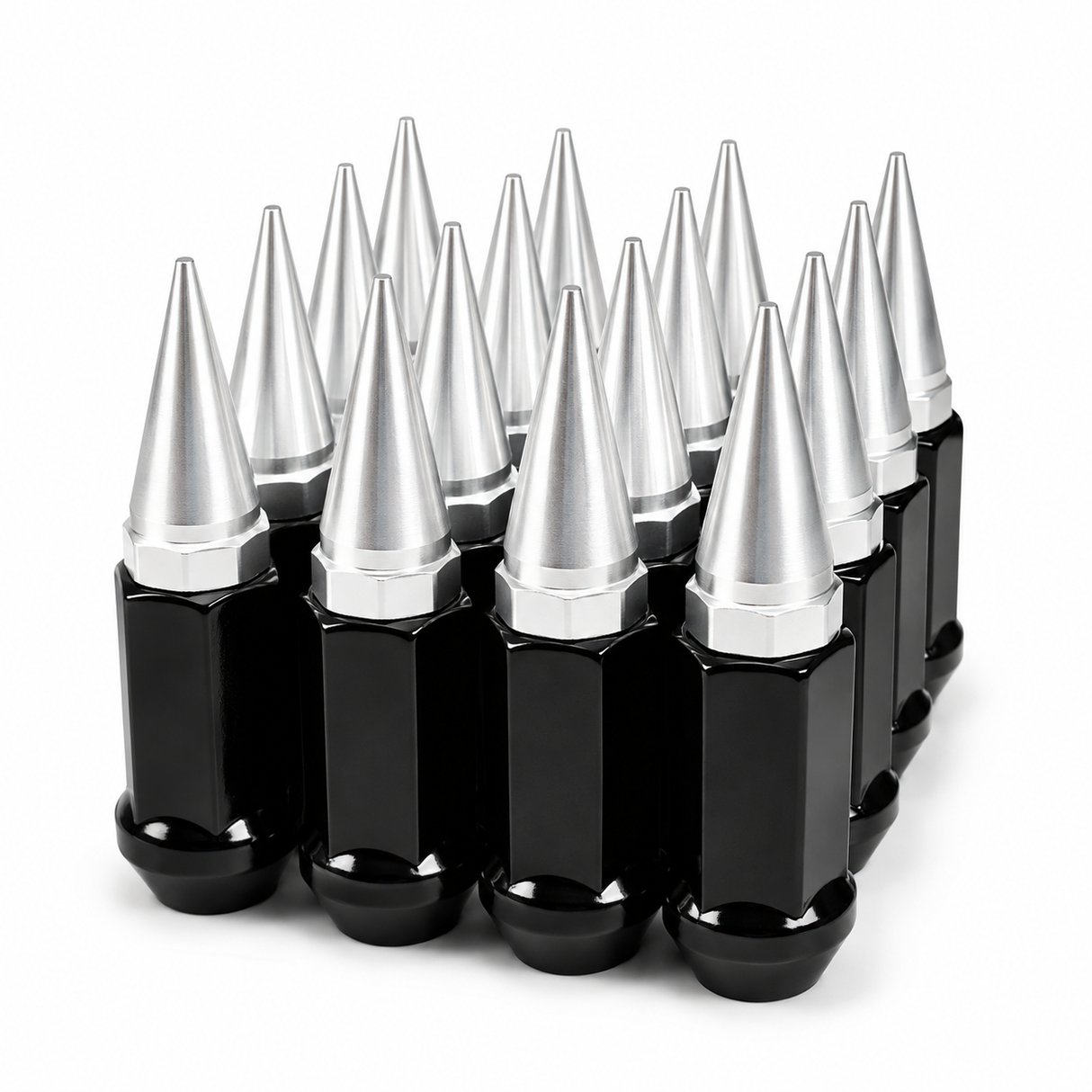 20 BLACK CHROME SPIKED EXTENDED LUG NUTS 1/2-20 SPIKE LUG NUTS