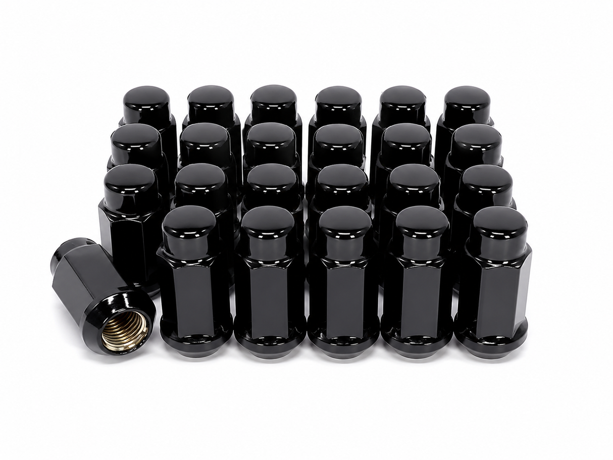 24 Black Truck Lug Nuts | 14X1.5 | Escalade, Silverado, Yukon Land Cruiser 6X5.5