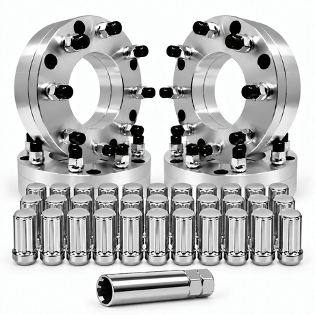 Toyota 6x5.5 To 8x170 Wheel Adapters 2 Inch +32 Free chrome Spline Lugs 50mm 14x1.5 Studs & Lugs 108mm Bore For All Toyota Truck Clearance Tacoma, 4Runner, Tundra, Pickup, Sequoia, Land Cruiser, FJ Cruiser, T100 - SET Group USA