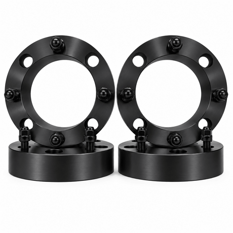 4x 4x156 Wheel Spacers | 2" Inch (50mm) | 3/8-24 Studs & Lug Nuts | 110mm Center Bore | Forged 6061 T-6 Aerospace Grade Hard Anodized Aluminum - SET Group USA
