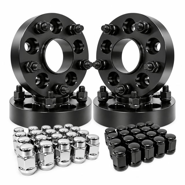 5x4.5 Wheel Spacers Hub Centric For Jeep Wrangler YJ TJ Cherokee XJ Liberty KJ KK 1984-2012, 1"-3" (25-75mm), 1/2-20 Studs & Nuts, 71.5mm Bore & Lip, Forged 6061-T6 Hard Anodized Aluminum, Plus 20x Free Closed-End Black or Chrome Bulge Acorn Lug Nuts - SET Group USA