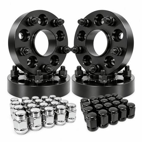 4x Hub Centric Wheel Spacers 5x5 (5x127) Jeep Wrangler JL 2018+, Gladiator JT, Grand Cherokee WK2/WL 2011+ Trackhawk, 1"-3", M14x1.5 Studs, 71.5mm Bore, Forged 6061-T6 Aluminum, Plus 20x Free Closed-End Black or Chrome Bulge Acorn Lug Nuts - SET Group USA