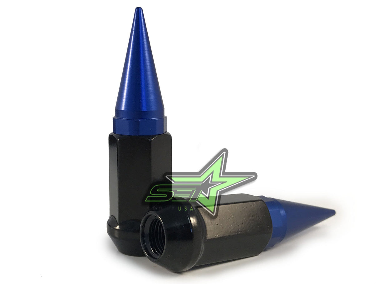 20 BLACK / BLUE SPIKE ALUMINUM EXTENDED LUG NUTS 12x1.25 | FITS INFINITI G35 G37 Q50 Q60 Q70
