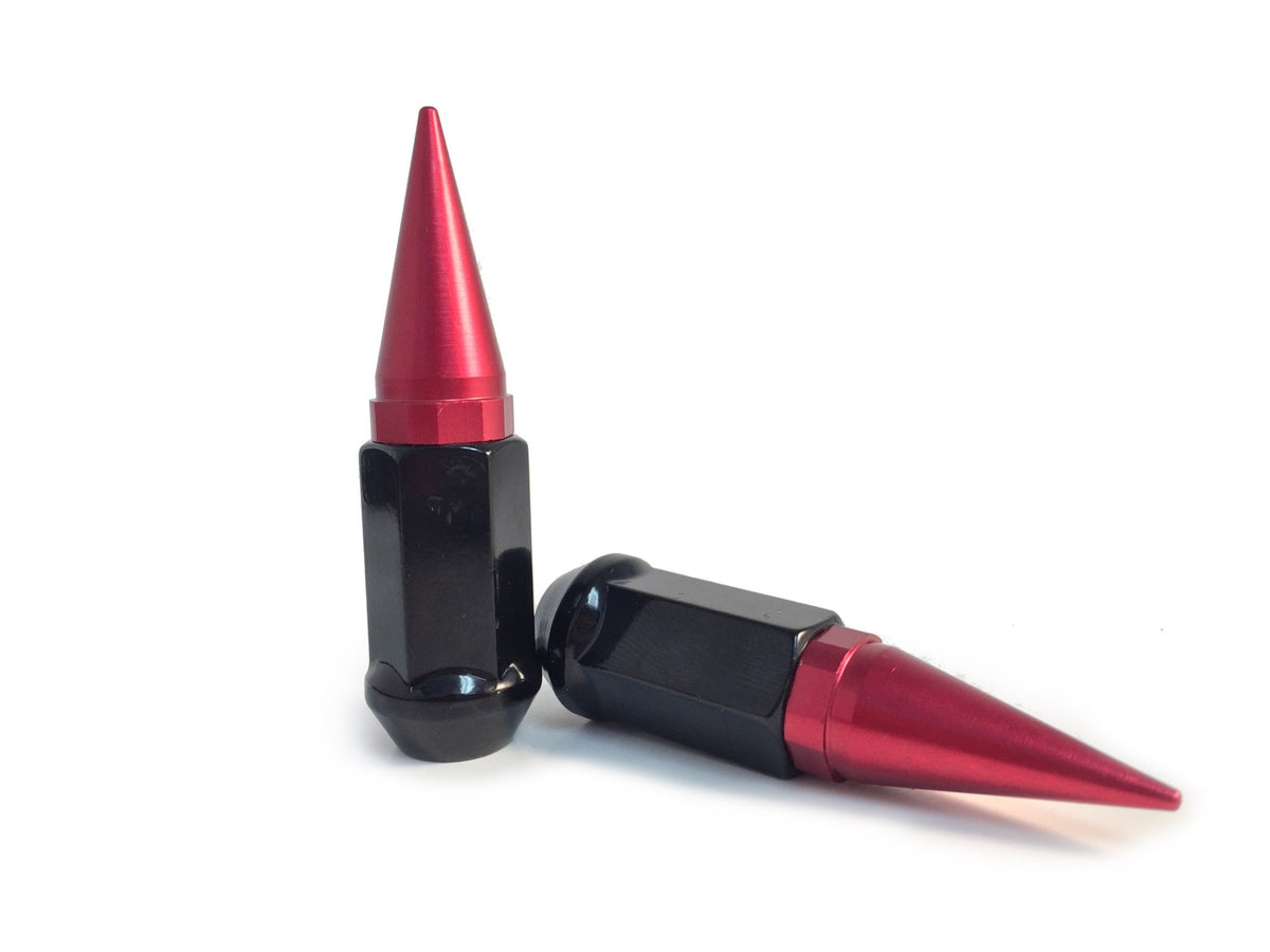 20x BLACK / RED SPIKE ALUMINUM EXTENDED LUG NUTS 12x1.25 | FITS INFINITI G35 G37 Q50 Q60 Q70 - SET Group USA