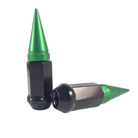 20x BLACK / GREEN SPIKE ALUMINUM EXTENDED LUG NUTS 12x1.25 | FITS INFINITI G35 G37 Q50 Q60 Q70 - SET Group USA