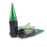 20 BLACK / GREEN SPIKE ALUMINUM EXTENDED LUG NUTS 12x1.25 | FITS INFINITI G35 G37 Q50 Q60 Q70