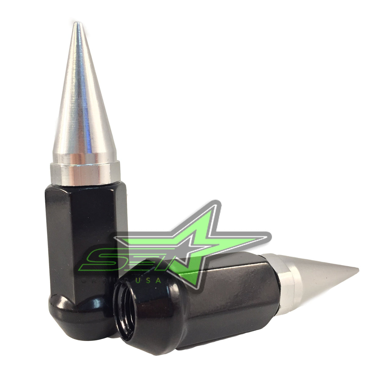 32 BLACK / CHROME SPIKED EXTENDED LUG NUTS 14x1.5 OFFROAD SPIKE LUG NUTS - Set Group USA - 2