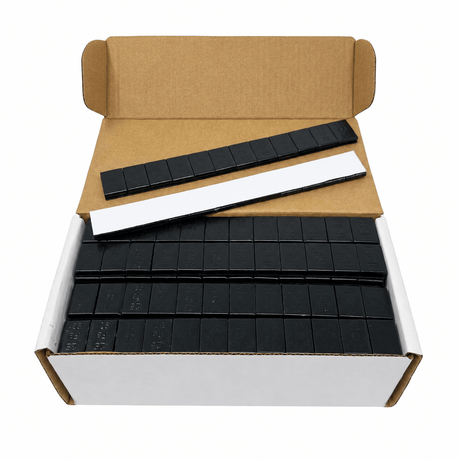 1 Box Of Black Wheel Weights | 1/4 Oz (0.25) | Stick-On Adhesive Tape | 624 Pcs - SET Group USA