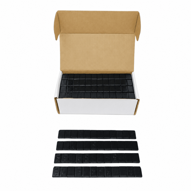 1 Box Of Black Wheel Weights | 1/4 Oz (0.25) | Stick-On Adhesive Tape | 624 Pcs - SET Group USA