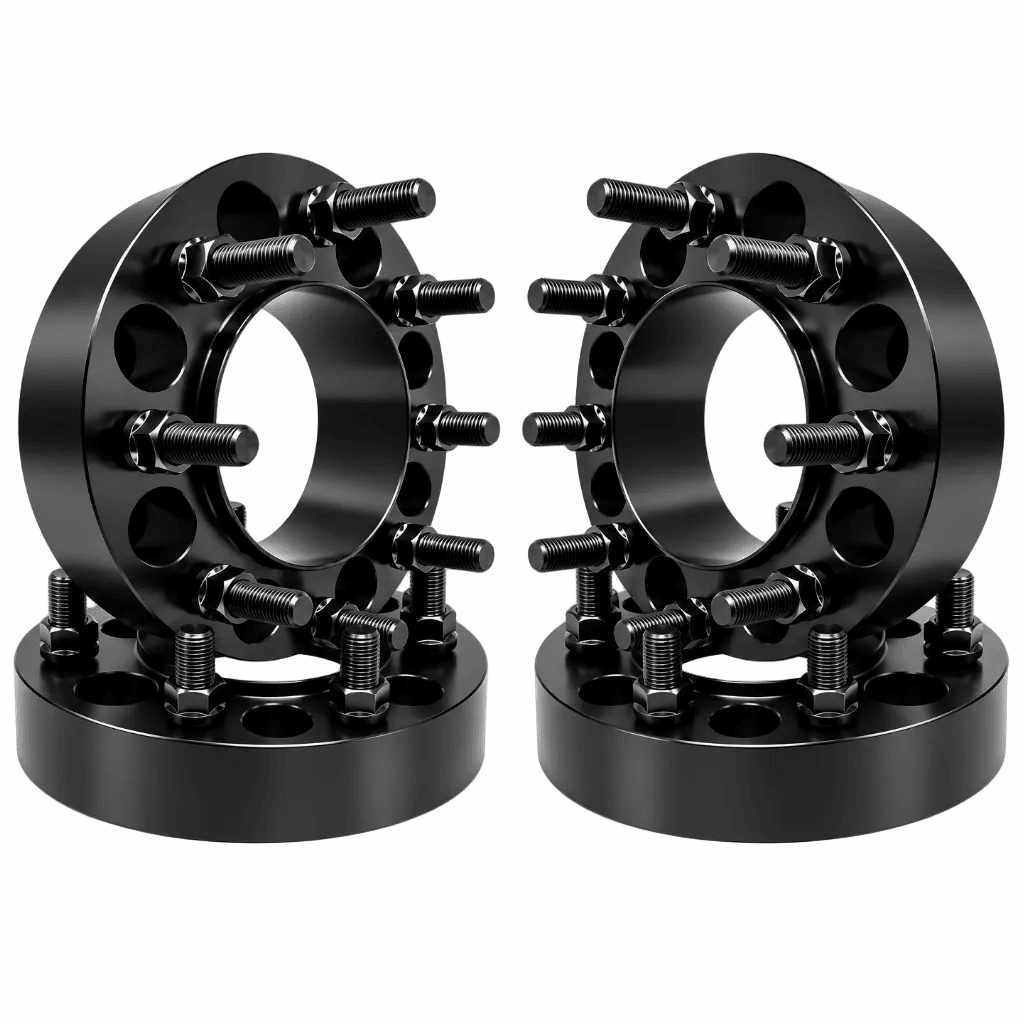 4x Hub & Wheel Centric Spacers 8x180 Chevy Silverado & GMC Sierra 2500 3500 HD 2011 & Newer SRW, 2" (50mm), M14x1.5 Studs & Nuts, 124.1mm Bore & Lip, Forged 6061-T6 Billet Aluminum, Plus Free Black or Chrome Hex Lug Nuts - SET Group USA