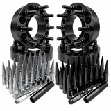 4x Hub & Wheel Centric Spacers 8x170 Ford F-250 F-350 Super Duty & Excursion 1999–2002 Non-Dually, 2" (50mm), M14x2.0 Studs & Nuts, 124.9mm Bore & Lip, Forged 6061-T6 Anodized Aluminum, Plus 32x Free Black or Chrome Spike Lug Nuts - SET Group USA