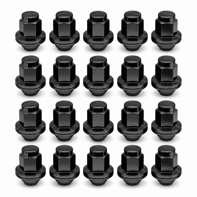 14x1.5 OEM Toyota / Lexus Style Mag Lug Nuts For Tacoma, Tundra, Land Cruiser, Sequoia, LX, GX Black Wheel Lugs With Attached Washer 14mm x 1.5 - SET Group USA